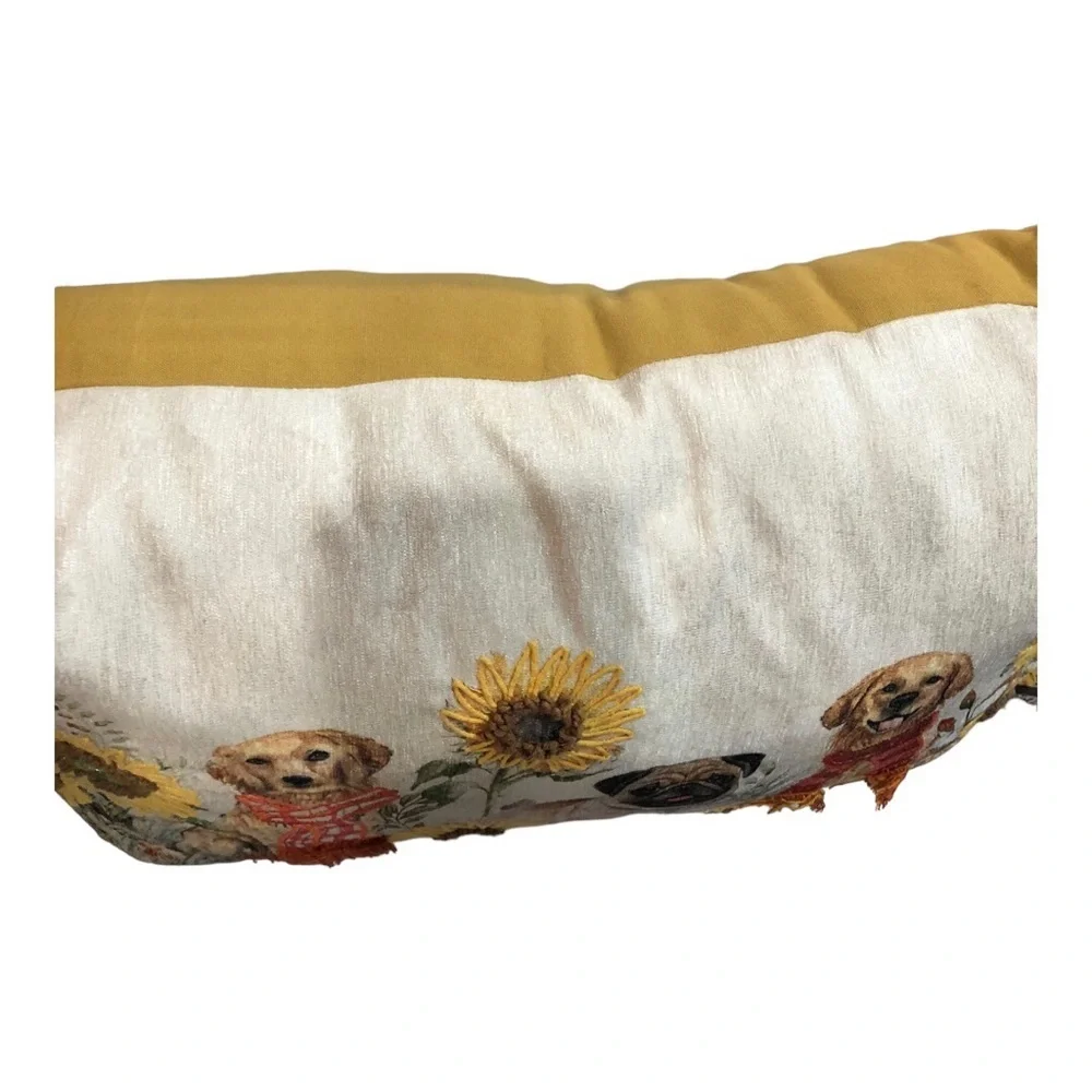 Super cute trio of puppies‎ dogs fringed decor pillow new